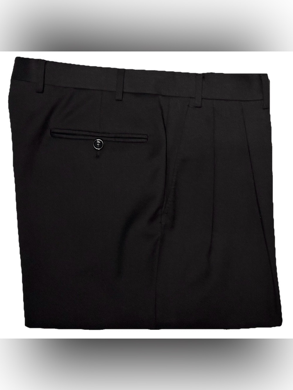 $595 CANALI DRESS PANTS 34 SOLID BLACK BLOOMINGDALES FINE WOOL 2 PLEATS